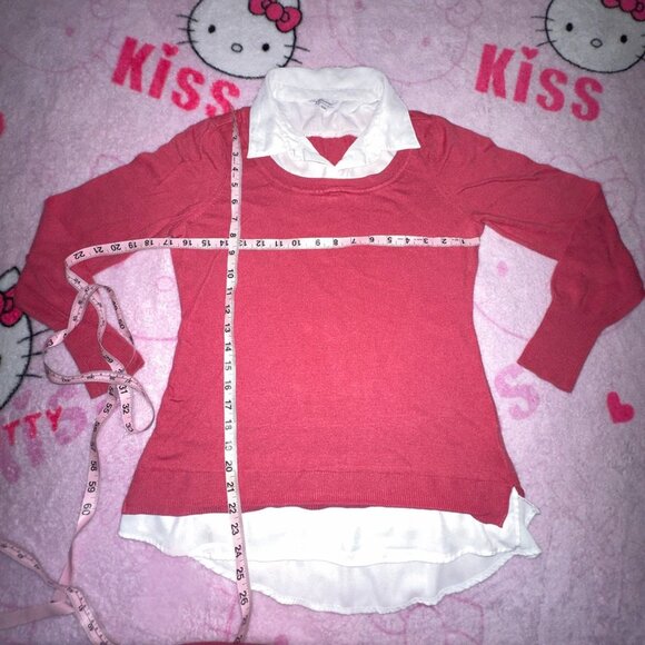 y2k office siren preppy layered sweater vest and collared top - Picture 2 of 4